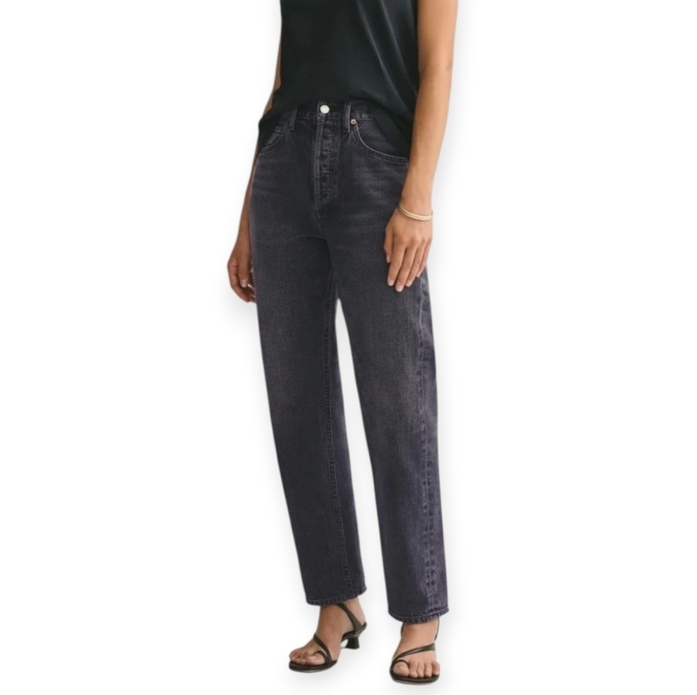 Agolde 90s Mid Rise Loose Jeans in Photogram Gray Black Wash Size 24